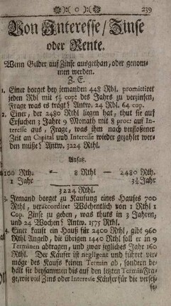 Von Interesse/ Zinse oder Rente.