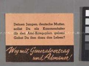 Handzettel (Aufkleber) gegen den Generalvertrag