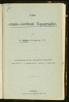 Ueber cranio-cerebrale Topographie