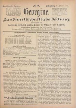 Einundsechzigster Jahrgang. No. 7. Insterburg, 16. Februar 1893.