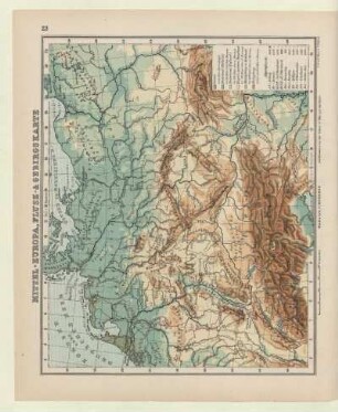 Mittel-Europa, Flusz- & Gebirgskarte