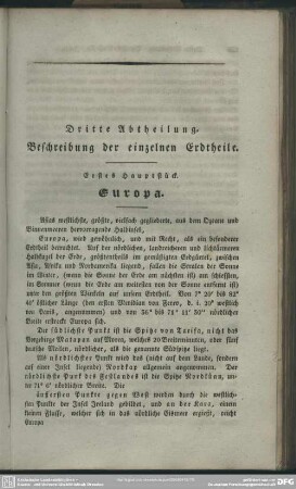 Dritte Abtheilung. Beschreibung der einzelnen Erdtheile