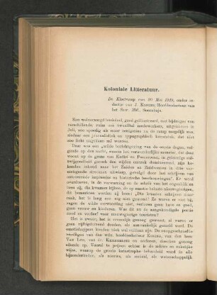 Koloniale Litteratuur, door G. d. l. V.