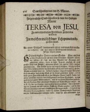 Folgen etliche Send-schreiben so von der Heiligen Mutter Teresa von Jesu [...]