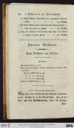 Zweyter Abschnitt: Vom Geschlechte der Wörter