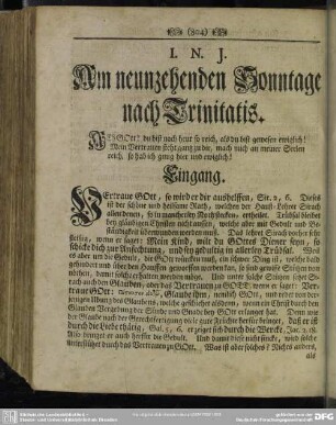 Am neunzehenden Sonntage nach Trinitatis