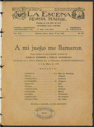A mi juego me llamaron : pieza cómica en dos cuadros