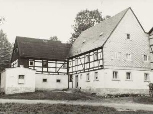 Mulda, Gehöft : Mulda. Gehöft, Geleitstraße 5/6. Hofansicht (Nr. 6 Hakenhof mit Schuppenanbau)