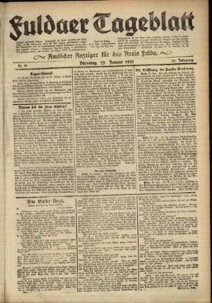 Ausgabe vom Dienstag, den 25. Januar 1921.