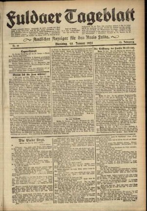 Ausgabe vom Dienstag, den 25. Januar 1921.