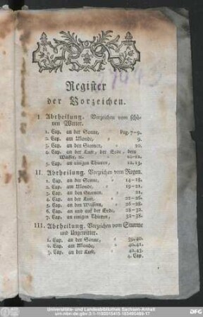 Register der Vorzeichen.