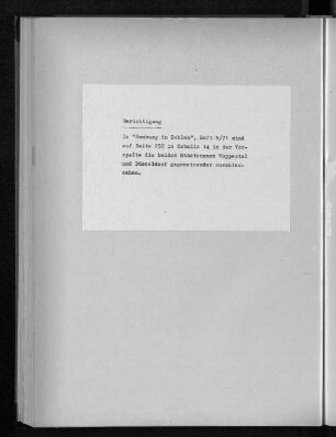 Berichtigung: Hamburg in Zahlen, Heft 8/71, S.250, Tabelle 14