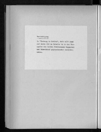 Berichtigung: Hamburg in Zahlen, Heft 8/71, S.250, Tabelle 14