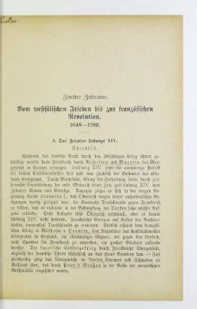 Zweiter Zeitraum Vom westfälischen Frieden bis zur französischen Revolution. 1648-1789