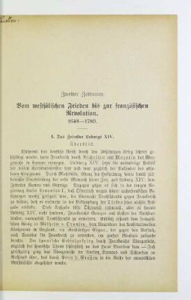 Zweiter Zeitraum Vom westfälischen Frieden bis zur französischen Revolution. 1648-1789