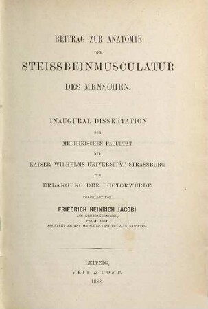 Beitrag zur Anatomie der Steissbeinmusculatur des Menschen ...