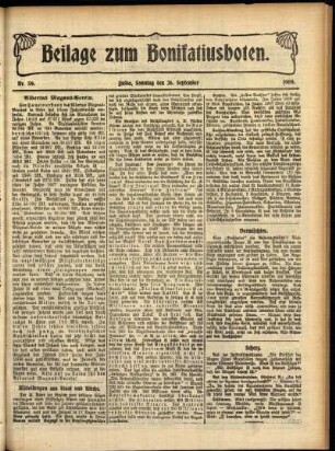 Zweite Ausgabe vom Sonntag, den 26. September 1909.