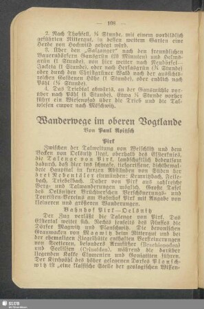 Wanderwege im oberen Vogtlande