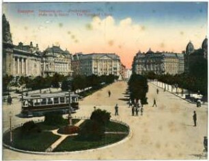 Budapest. Freiheitsplatz mit Straßembahn