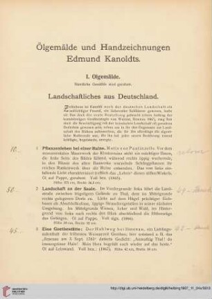 I. Olgemälde (Nr. 1-125)