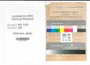 Entnazifizierung Jakob Dethmers , geb. 21.12.1911 (Baumeister)