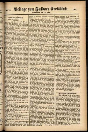 Zweite Ausgabe vom Samstag, den 15. Juni 1901.
