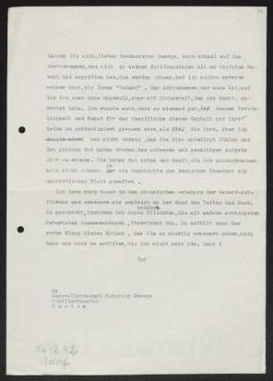 Brief von Gerhart Hauptmann an Heinrich George