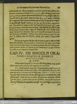Cap. IV. De Singulis Orationis Dominicae Membris seu Partibus
