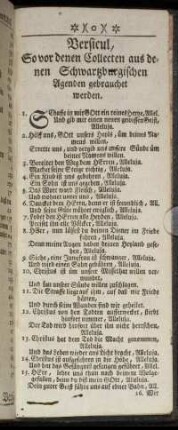 Versicul, So vor denen Collecten aus denen Schwartzburgischen Agenden gebrauchet werden.