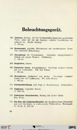 Beleuchtungsgerät (Nr. 265-279)