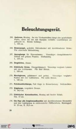 Beleuchtungsgerät (Nr. 265-279)