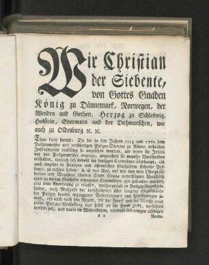 [Polizey-Ordnung für die Stadt Altona vom 4ten December 1795.]