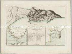 A Plan Of The Town And Fortifications Of Gibraltar. Mit zwei Nebenkarten: A Chart of the Straits of Gibraltar; The Bay of Gibraltar