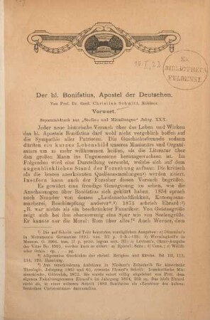 Der hl. Bonifatius, Apostel der Deutschen