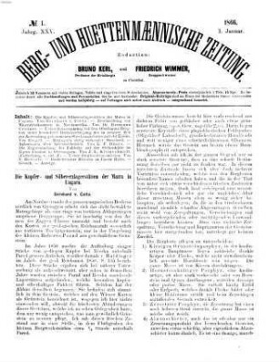 Berg- und hüttenmännische Zeitung. 25, 25 = N.F. Jg. 20. 1866