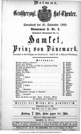 Hamlet, Prinz von Dänemark