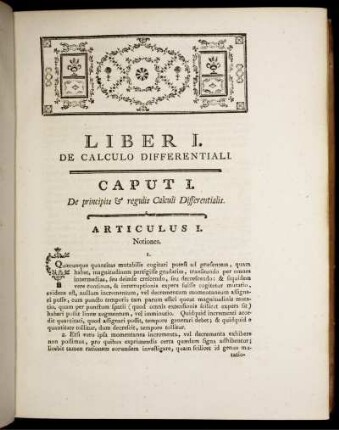 Liber I. Caput I. De principius regulis calculi Differentialis.