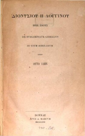 De sublimitate libellus