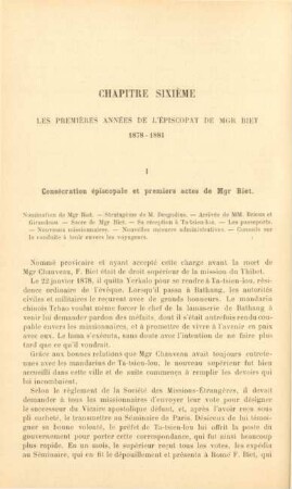 Chapitre sixième. Les premières années de l'épiscopat de Mgr Biet 1878-1881