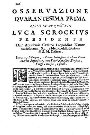 Osservazione Quarantesima Prima all'Illustriss. Sig. Luca Scrockius ...