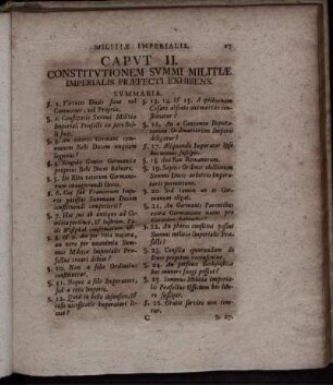 Caput II. Constitutionem Summi Militiæ Imperialis Præfecti Exhibens.