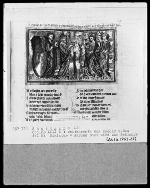 Weltchronik - Bruder Philipp — ---, Folio 1recto-256recto---, Folio 1recto-256rectoAarons Stab wird zur Schlange, Folio 84recto