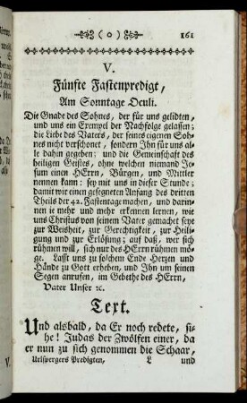 V. Fünfte Fastenpredigt, Am Sonntage Oculi.