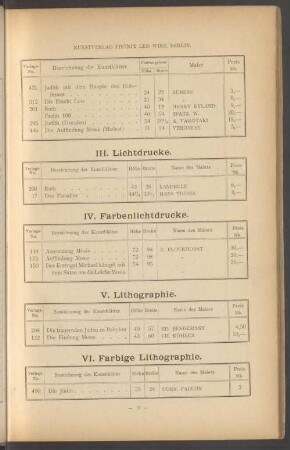 Lichtdrucke. Farbenlichtdrucke. Lithographie. Farbige Lithographie