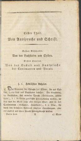 Erster Abschnitt. Von den Buchstaben und Sylben.