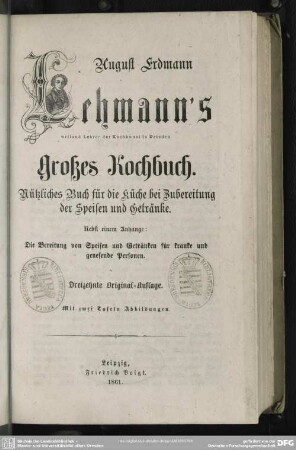 Großes Kochbuch : Nützliches Buch für die Küche bei Zubereitung der Speisen u. Getränke
