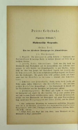 Dritte Lehrstufe. Allgemeine Erdkunde