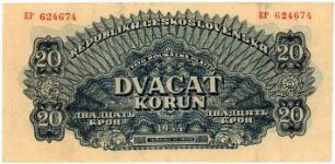 Geldschein, 20 Koruna, 1944