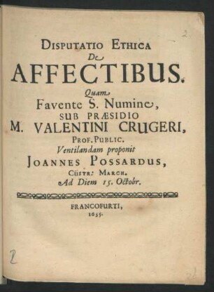 Disputatio Ethica De Affectibus
