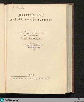 Kriegsbriefe gefallener Studenten